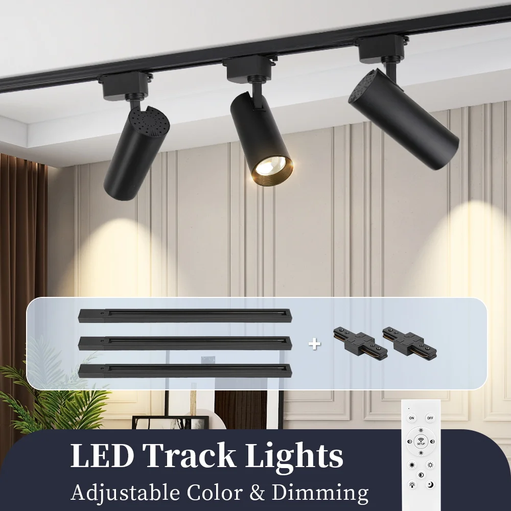 Stepless Dimming Led Track Lights with Remote Control 110V-265V Rail Spotlight Led Ceiling Light for Living Room Track Spot Lamp