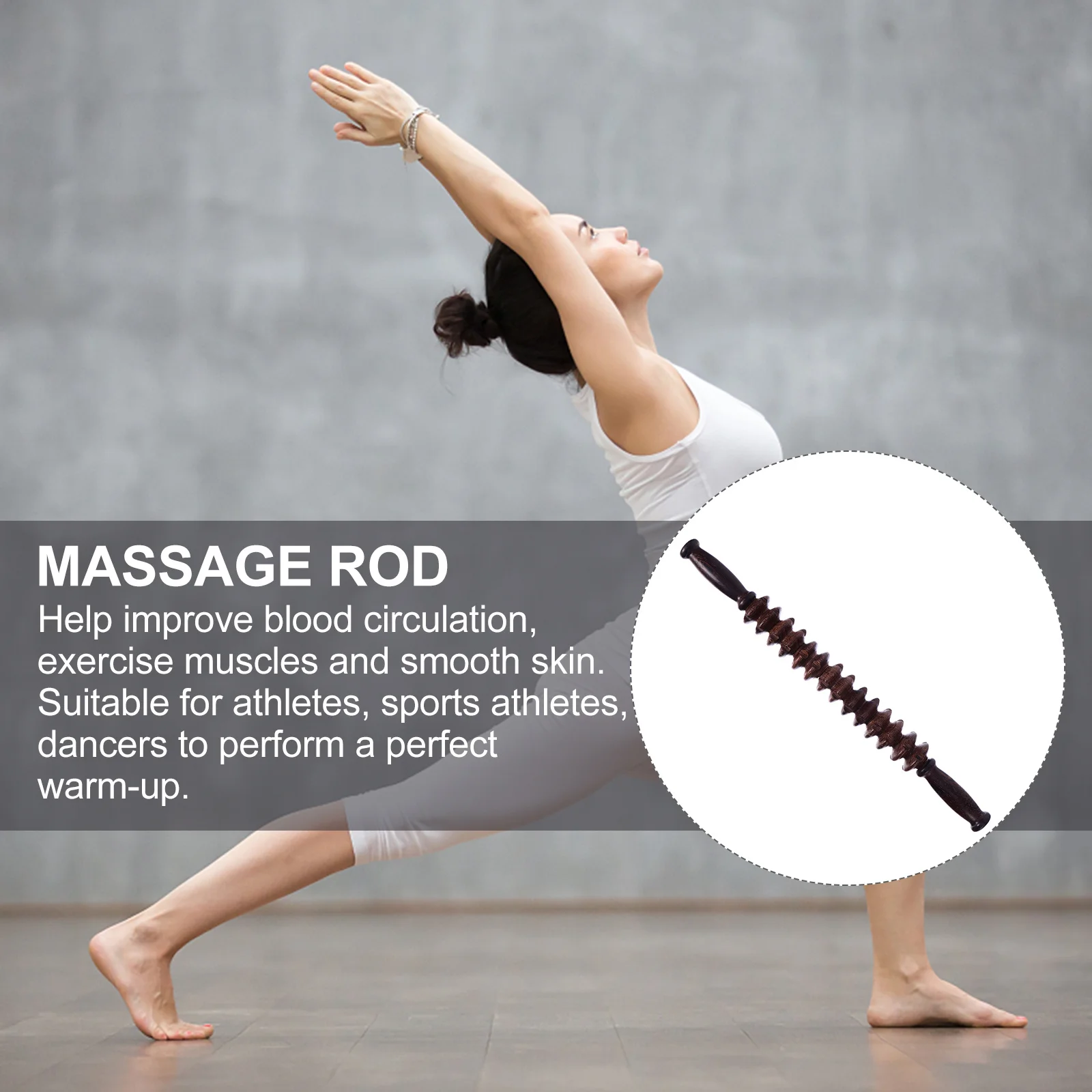 

Wooden Massage Roller Non-Skid Handle Full Body Massager Muscle Relief Stick For Athletes Dancers Yoga Warm-Up Fascia