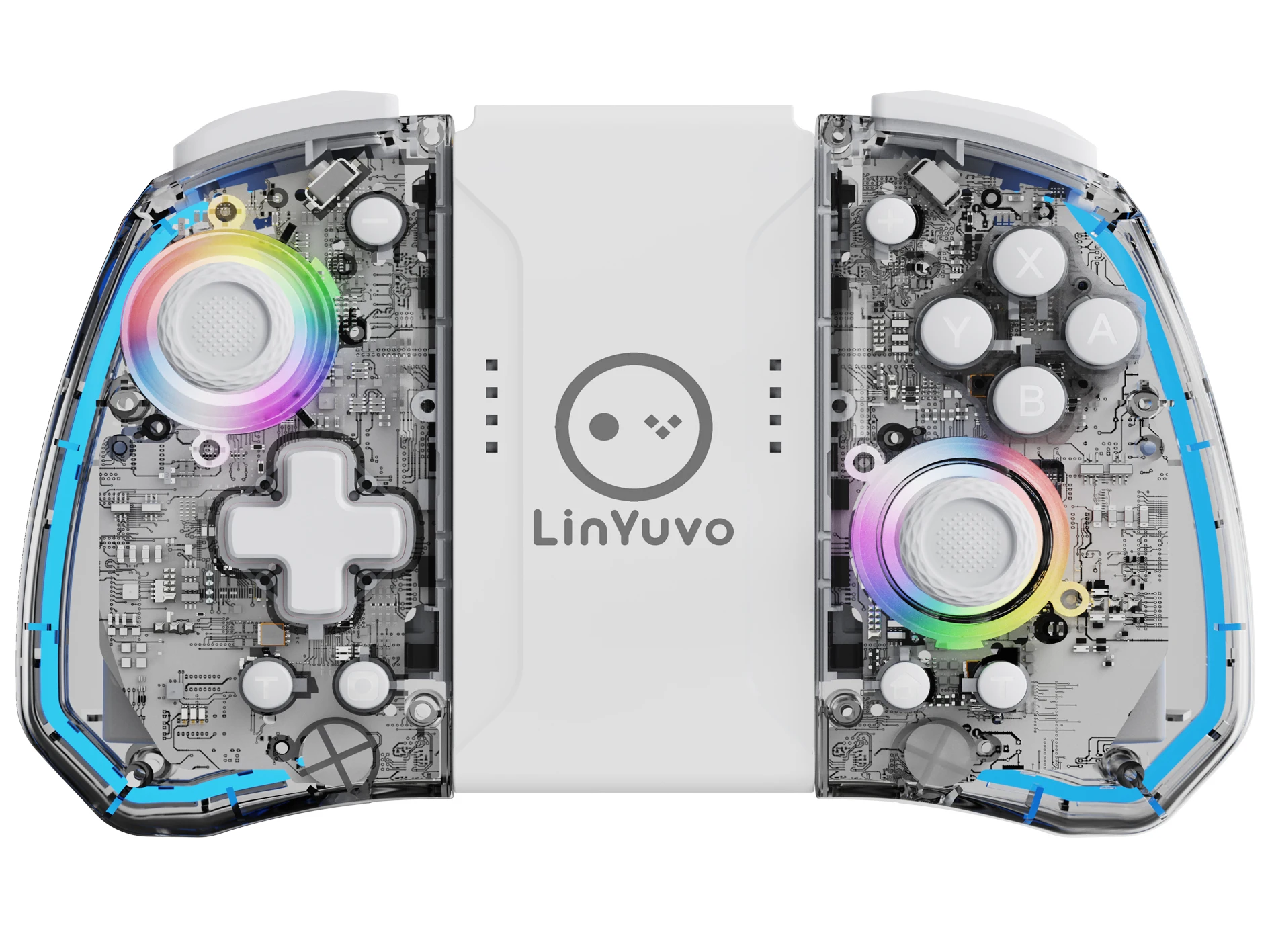 LinYuvo for Switch Split Handle KS40 with Transparent Shell Colorful Light,Well-Designed Comfortable Grip KS40