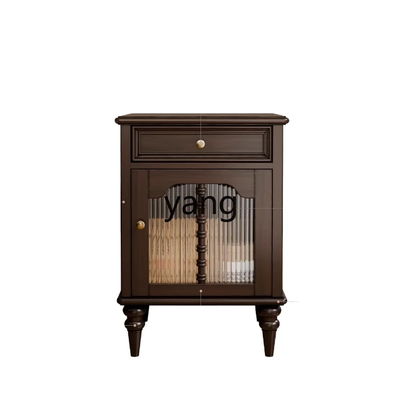 

LH French retro bedside table Solid wood bedside storage cabinet Small and simple