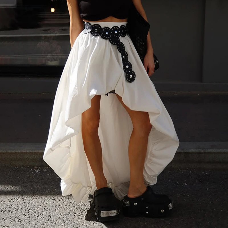 Tornova Casual Weiß Unregelmäßigen Knospe Rock Für Frauen Streetwear Fashion Reine Baumwolle Lange Röcke 2026 Sommer Neue Lose Weibliche Rock