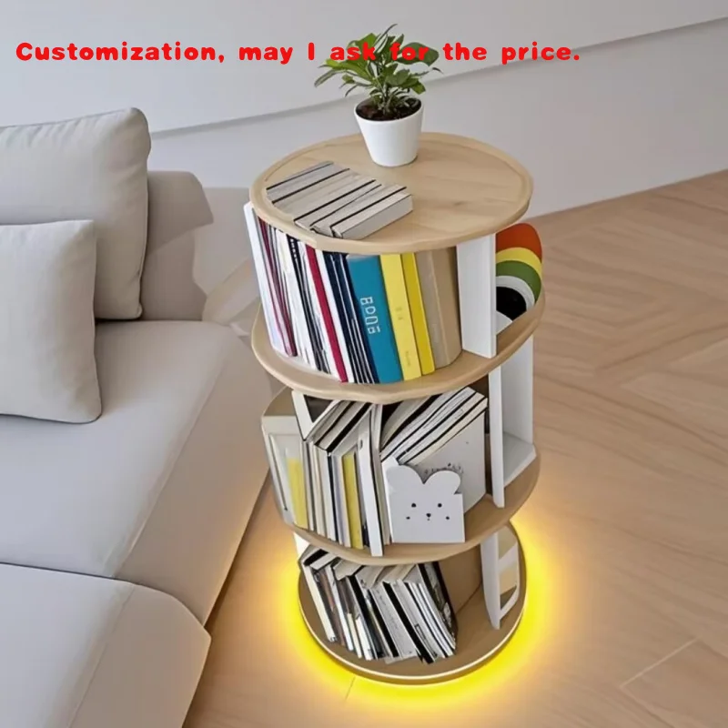 custom.Book Rack Wooden  Book Shelf Wooden Bookcase 360 Rotating Shelf Bookshelf