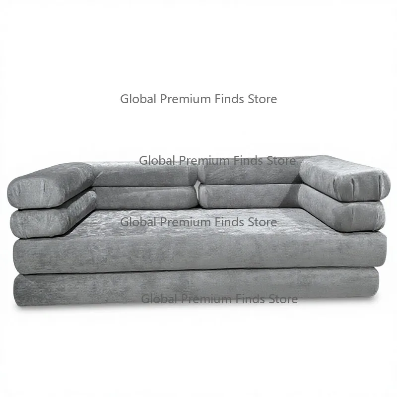 Convertible Sofa Bed Set Foldable Vacuum Compressed Frameless Design Apartment Use Sponge Filled Cloth Square Shape for Hotel