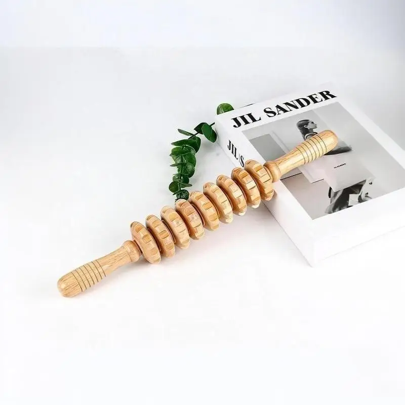 Wooden Roller Massage Stick Non-Slip Grip Durable Body Massager for Spa Home Full Body Relaxation Therapy