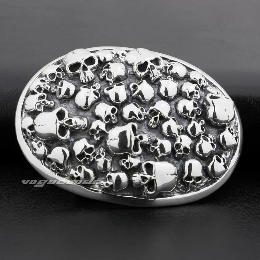 

Пряжка из стерлингового серебра 925 пробы с черепами, байкерская пряжка для ремня в стиле панк 9C006