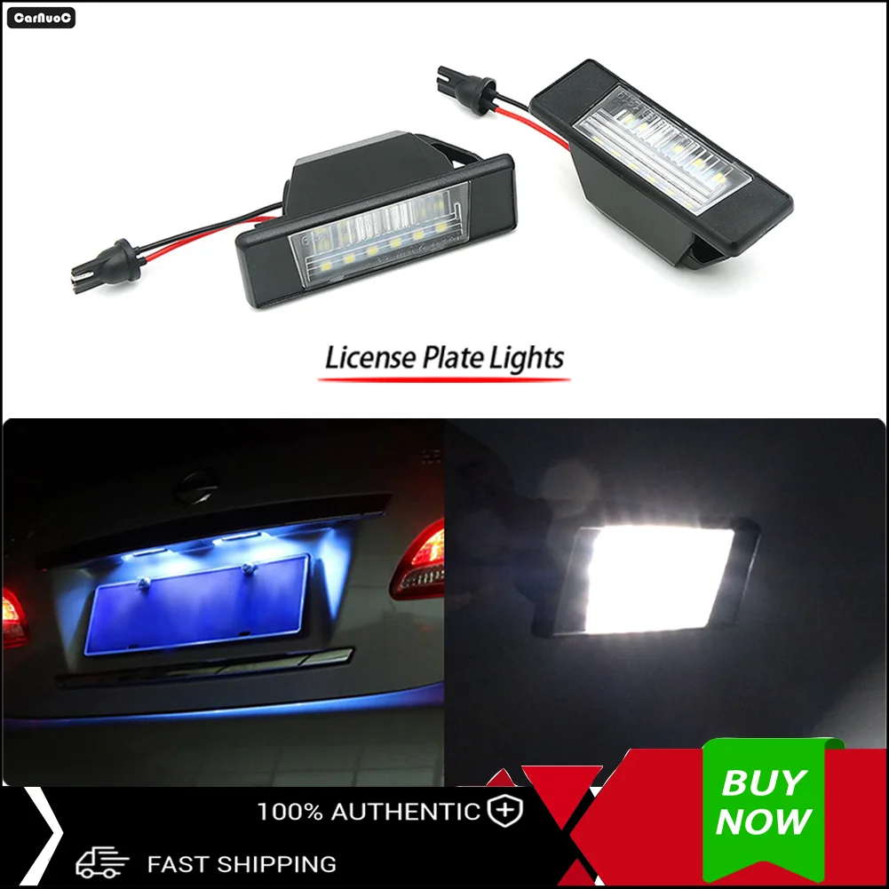 For Nissan X-Trail Qashqai March Versa NV200 Rogue Sport 2Pcs Ultra Bright LED License Plate Lights