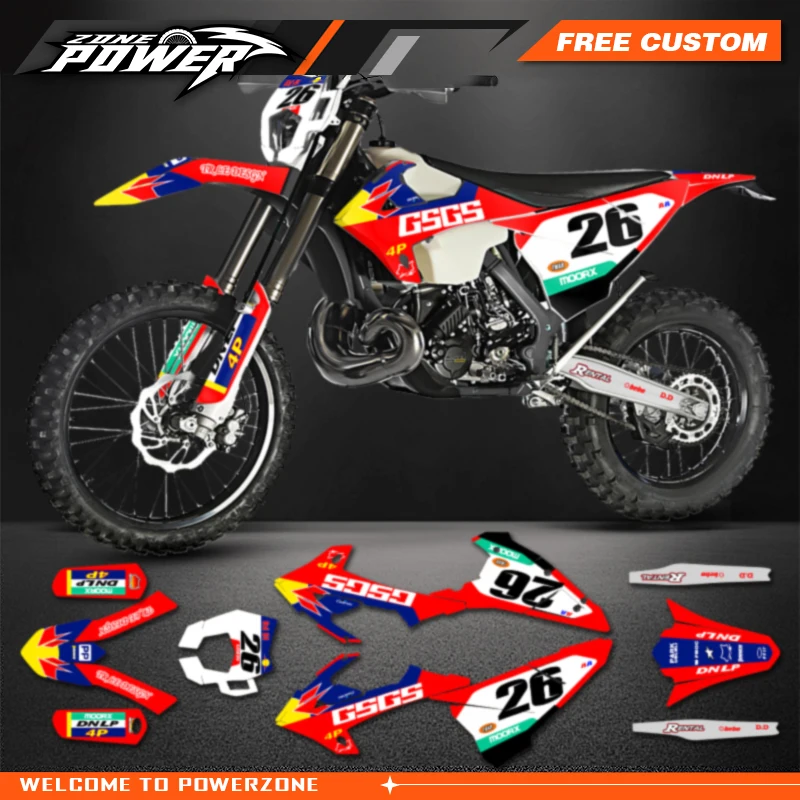 Powerzone Custom Team Graphics Background Decals Stickers Kit for Gasgas Gas Gas EC MC 2018 2019 2020 22