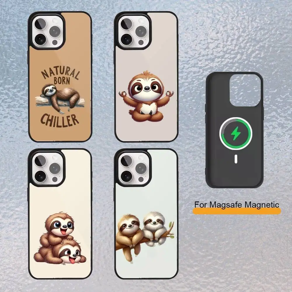 

Cute Sloth Phone Case For iPhone Magsafe Magnetic 17,16,15,14,13,12,11 Wireless Charging cover