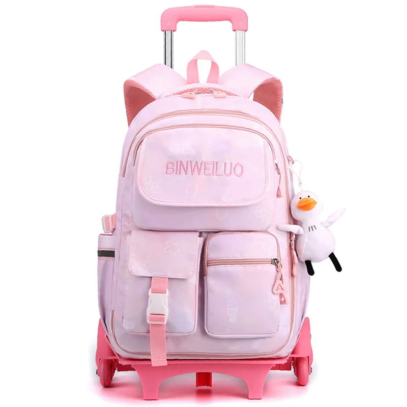 

New Kids Rolling Backpack for Girls Mochila De Rodinha Infantil with Wheels Mochilas Feminina Trolley Bagpack Wheeled Backpacks