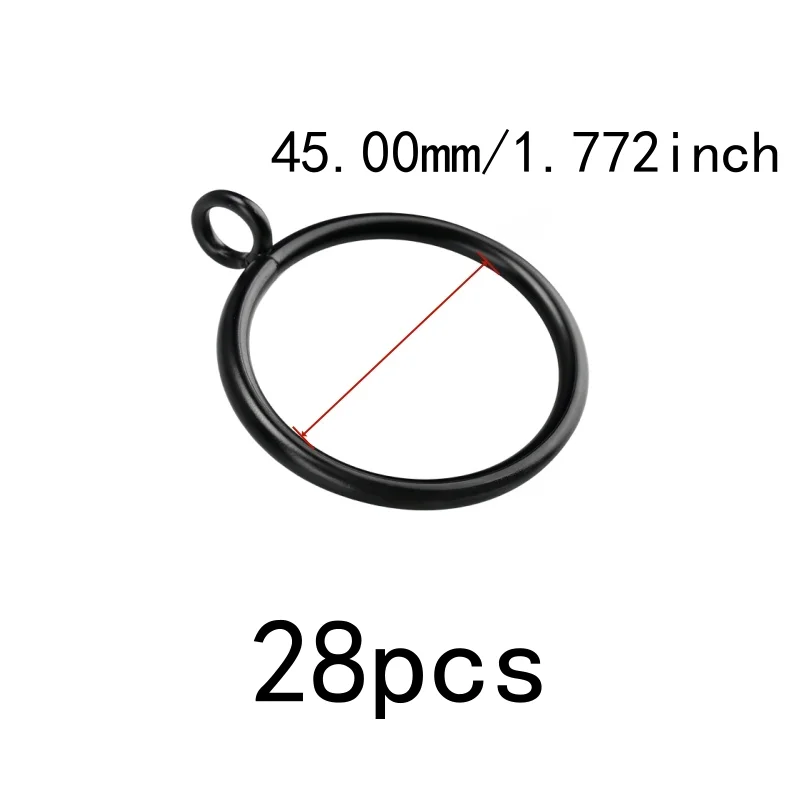 28 pcs 45mm Metal Window Curtain Rings, Easy Install and Smooth Sliding On Rod, ideal for Bathroom Shower Panel, Black