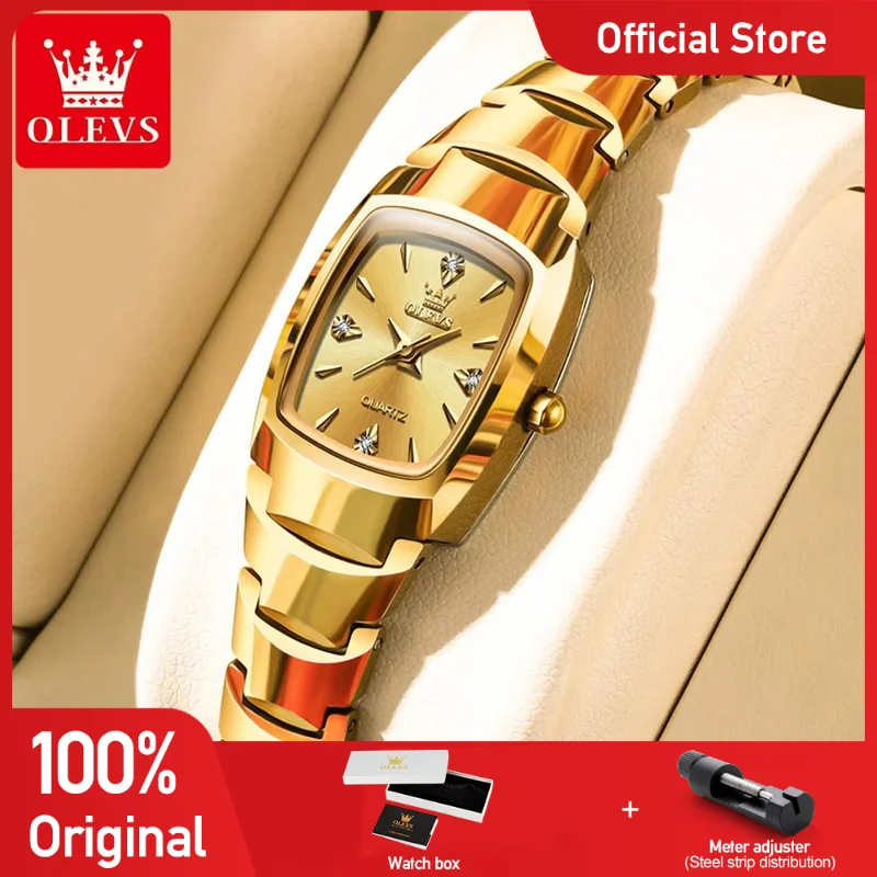 

OLEVS 7006, женские часы, роскошные оригинальные кварцевые наручные часы, водонепроницаемые светящиеся часы из вольфрамовой стали для женщин, набор браслетов