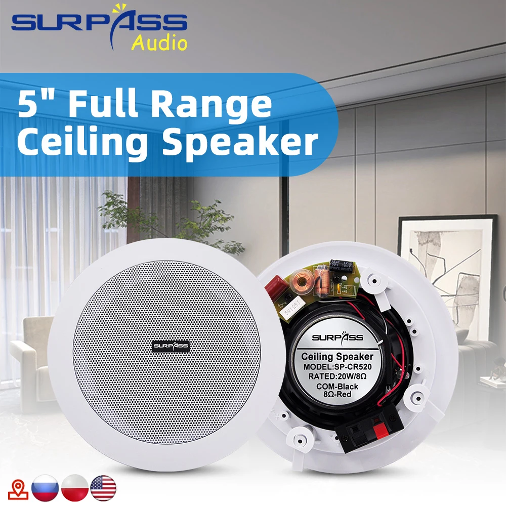 Easy Installation Ceiling Passive Speaker 5inch 8ohm Constant Resistance Input PA Ceiling Speakers For Home Wall Amplifier