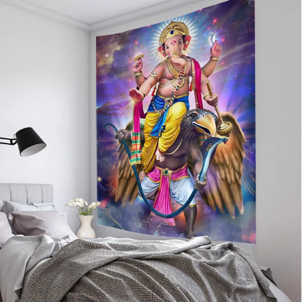 Boeddha Leven Boom Tapestry Indische Olifant Boeddha Art Wall Opknoping Psychedelische Tarot Hekserij Hippie Bohemian Woondecoratie