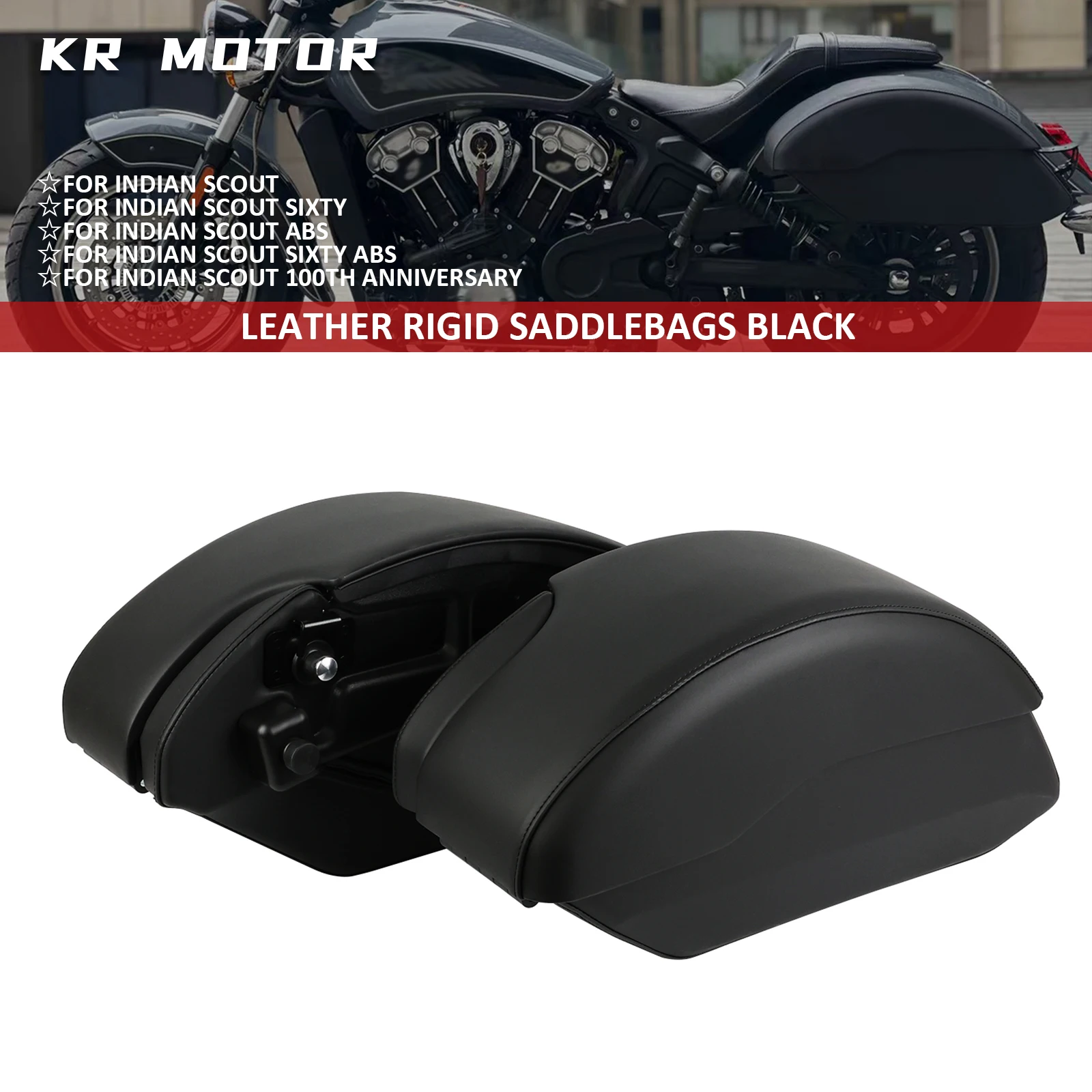 

Motorcycle Quick Release ‎Semi Rigid Saddlebags Side Box Fits For Indian Scout 2015-2024 Sixty ABS 19-20 100th Anniversary 2020