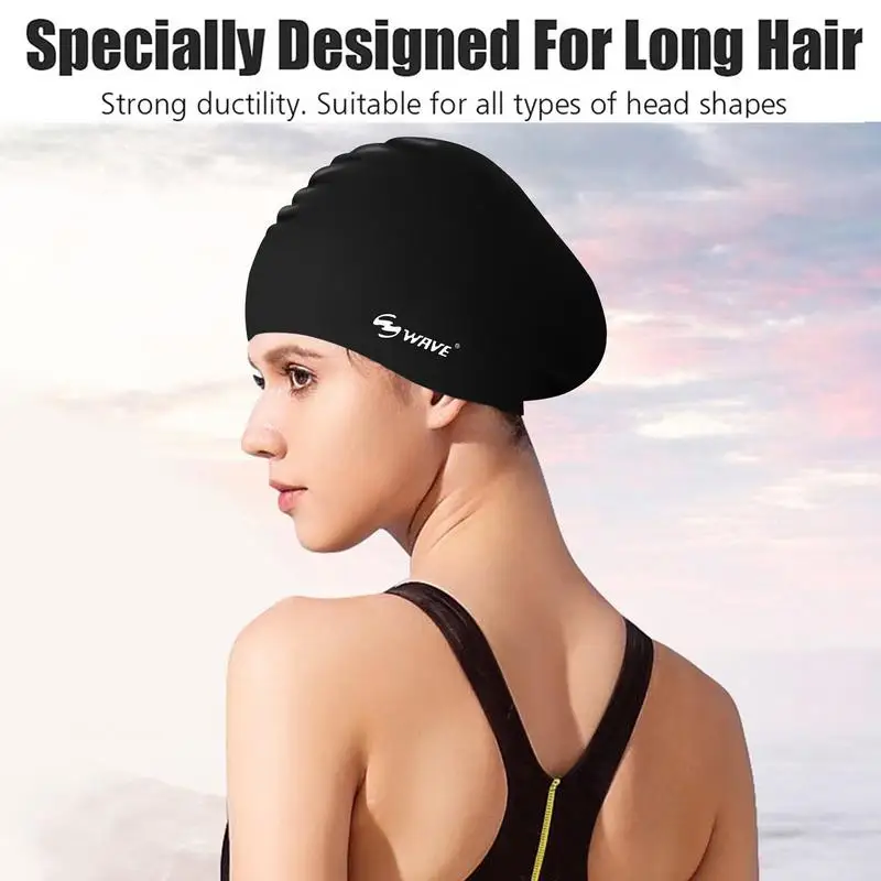 Silicone Swimming Caps Oversized Long Hair Swimming Caps Waterproof Swim Caps With Ear Protect Diving Bathing Hats Pool Accessor