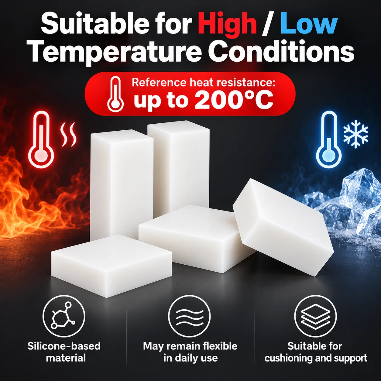High Elasticity High Temperature Resistant Anti-skid Mechanical Cushioning Shock Absorption Noise Reduction Silicone Rubber Bloc