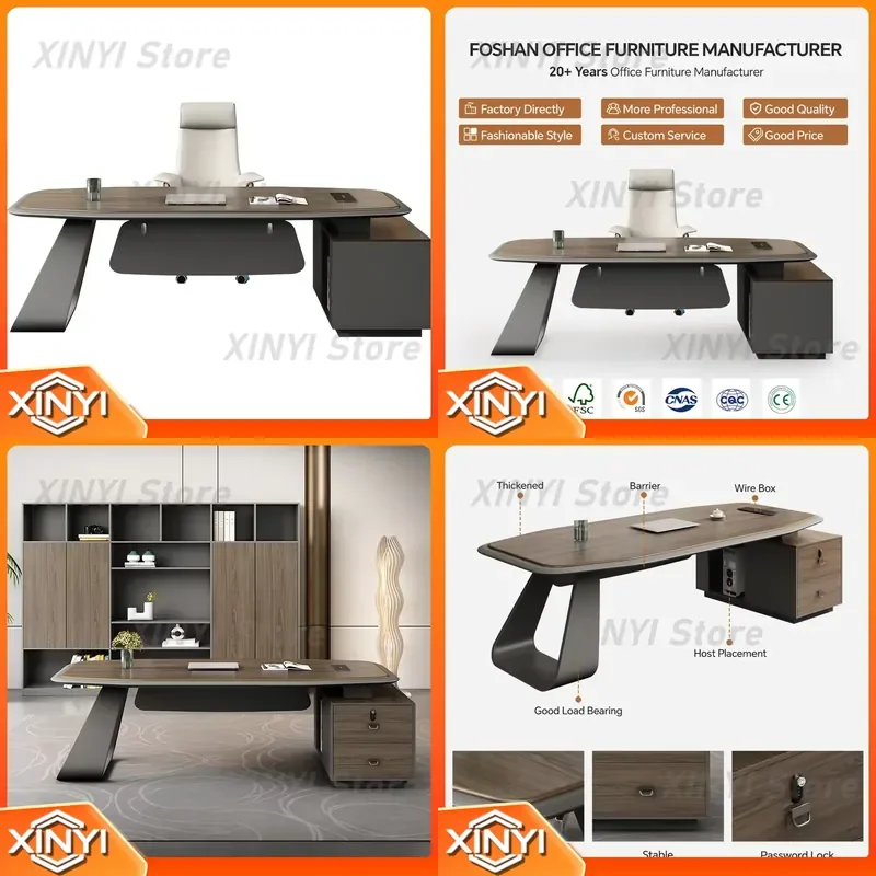 High Quality Luxury Modern Wood Custom Modular Desk for CEO Boss Manager Executive Office Furniture Workstation