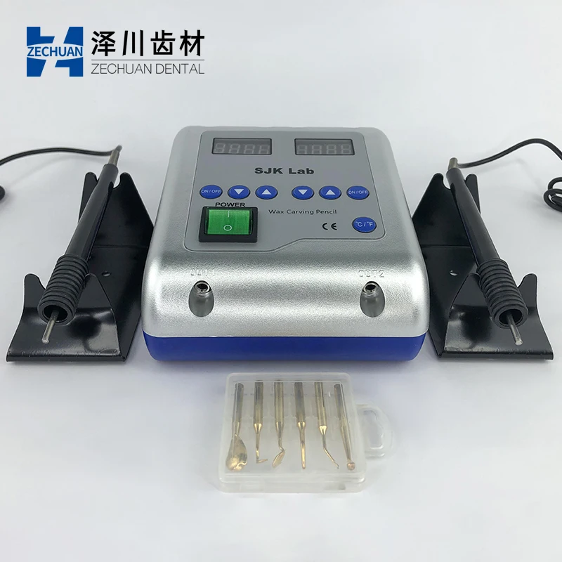 SJK Dental Lab Electric Wax Waxer Carver Contains Double Carving Pen Carving Wax Knife Dental Electric Wax Caring Kit