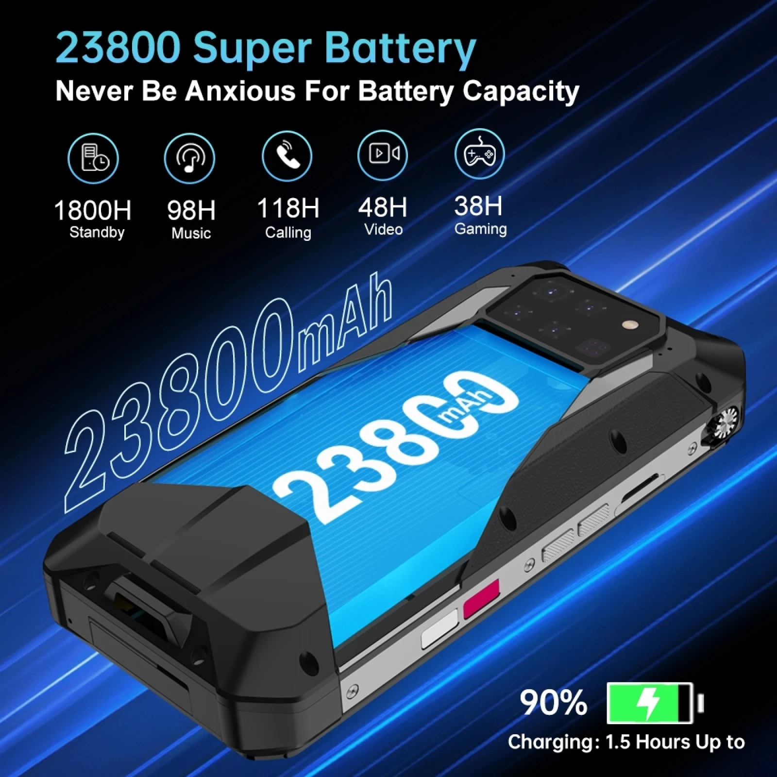 Imagem -04 - Unihertz Tank Pro 8849 Smartphone Robusto com Projetor 5g 679 à Prova de Água 1618gb 512gb 23800mah 120w 200mp Câmara Nfc Telemóvel