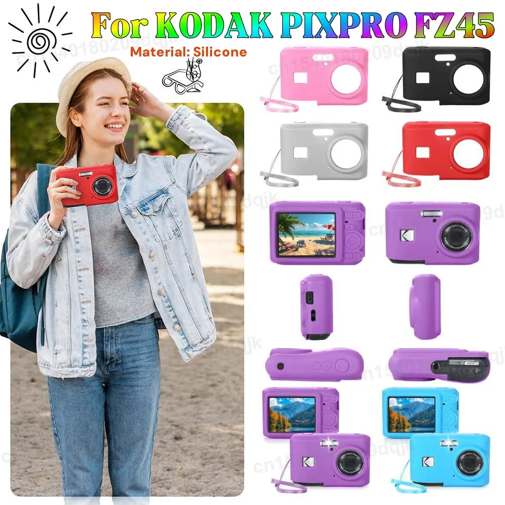 Funda para cámara Digital KODAK PIXPRO FZ45 con cordón, funda ligera para cámara, funda protectora para cámara de viaje al aire libre de Color sólido
