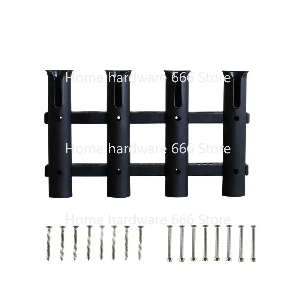 Black Four Hole Detachable Fishing Rod Barrel Abs Plastic Marine Fishing Rod Seat Motor Boat Yacht Bracket