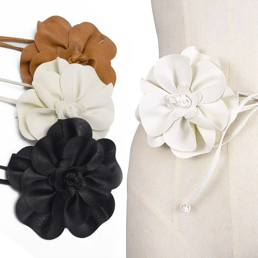 PU Leather Flower Rope Belts Luxury DIY Woven Waistband Strap Decorative Waist Braid Tie For Skirts Jeans Dress Clothes Fashion