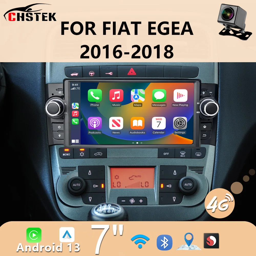 CHSTEK Car Radio Wireless Carplay For Fiat Grande Punto Linea 2007 2008-2011 2012 WIFI Navigation GPS 4G Bluetooth Multimedia