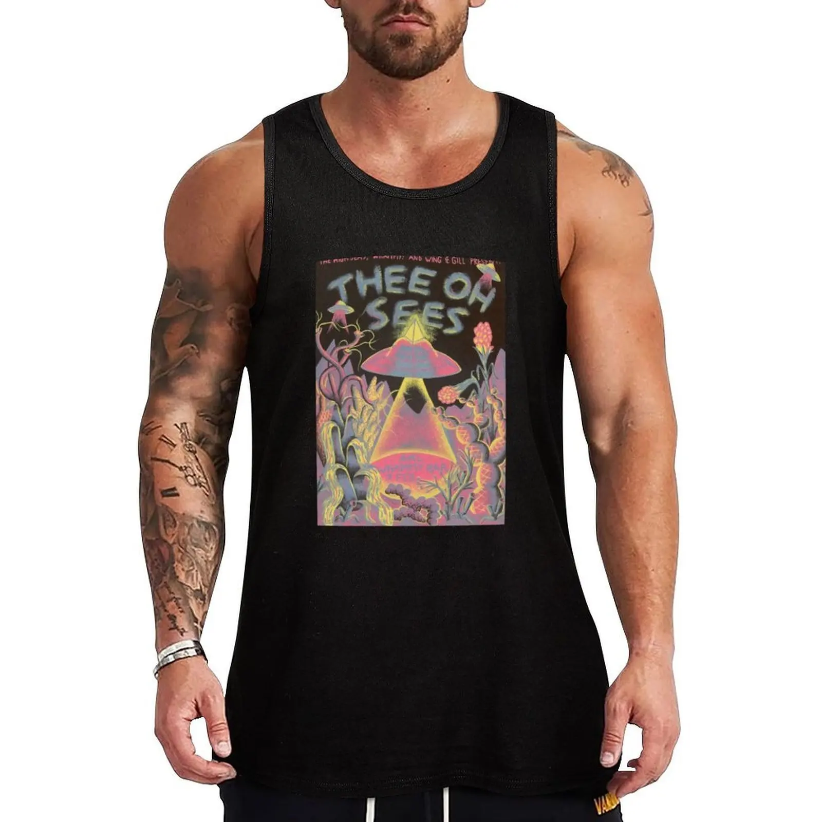 

Thee Oh Sees Tour Tank Top muscular man sexy clothes men gym clothing men bodybuilding men