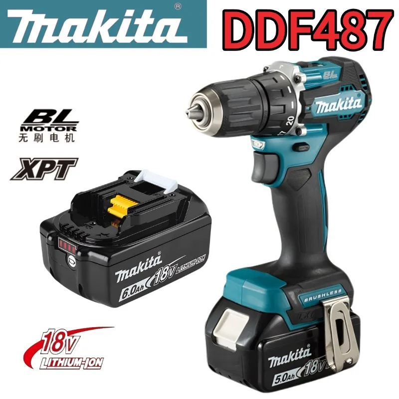 

Makita Original DDF487 Cordless Driver Drill Brushless Electric Impact Screwdriver 18V Rechargeable Power Tool