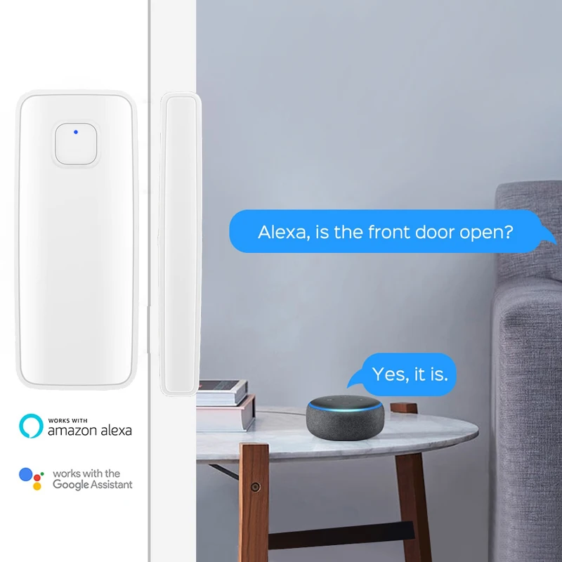 Tuya Smart WiFi Door Sensor Open Close Detector Smartlife App Control Notification Compatible with Alexa Google Home