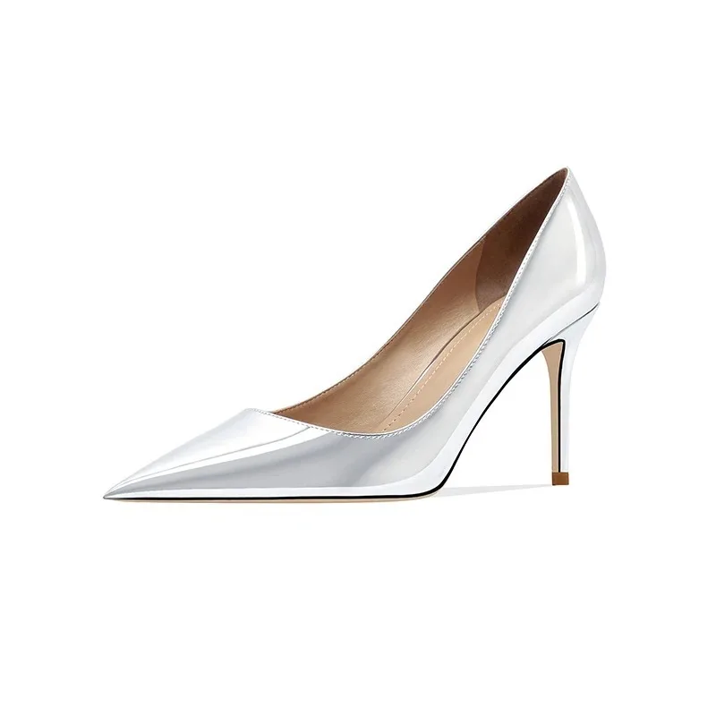 Women Low Heels Pointed Toe Fashion Flash Purple Pumps Ladies High Heeled Pumps Slip on Single Shoes Summer Autumn Spring