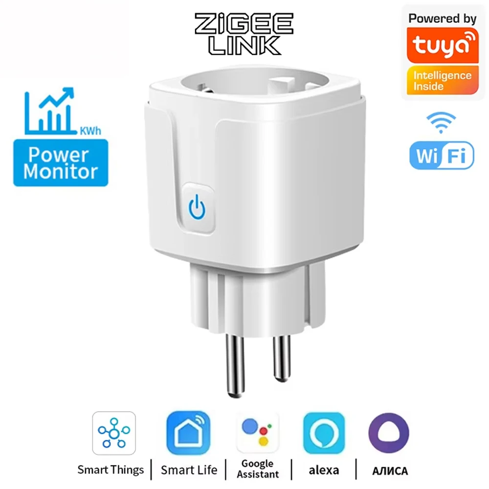 1PCS Zigbee 3,0 WiFi Smart Stecker EU Buchse Timer Adapter Outlet 16A/20A Power Monitor APP Voice control Tuya Alexa Google Alice