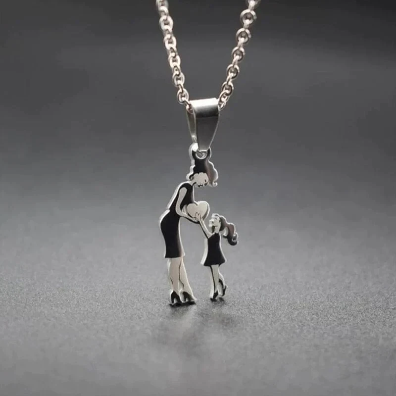 Mother And Children Necklace Stainless Steel Mom Son Daughter Pendants Necklaces Family Jewelry Gifts