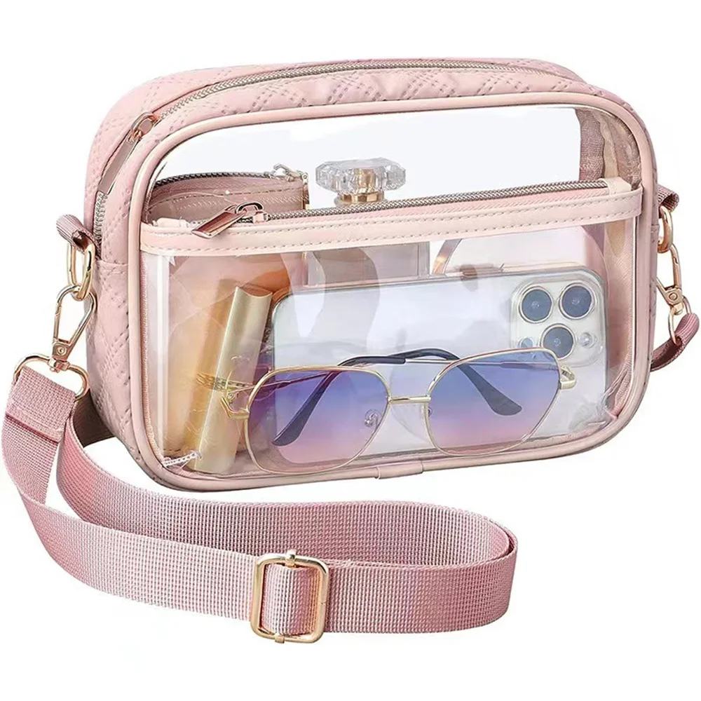 Transparente PVC Umhängetasche Damen Gelee quadratische Schulter Umhängetasche wasserdichte Kosmetik tasche weibliche Telefon Geldbörse für die Reise – Detail 1