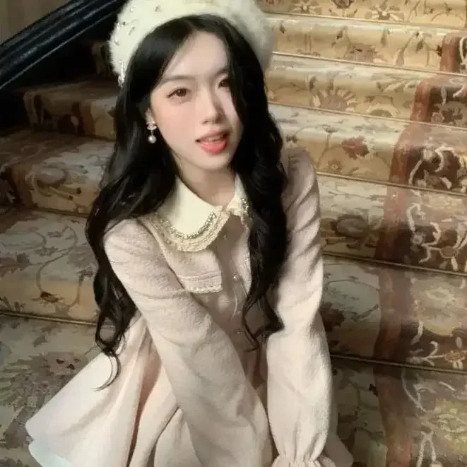 

Doll Collar Pearl Button Duffle Layered Splicing Dress Women Small Fragrant Style Princess Dress Korea Sweet Fake Two-Piece 2025