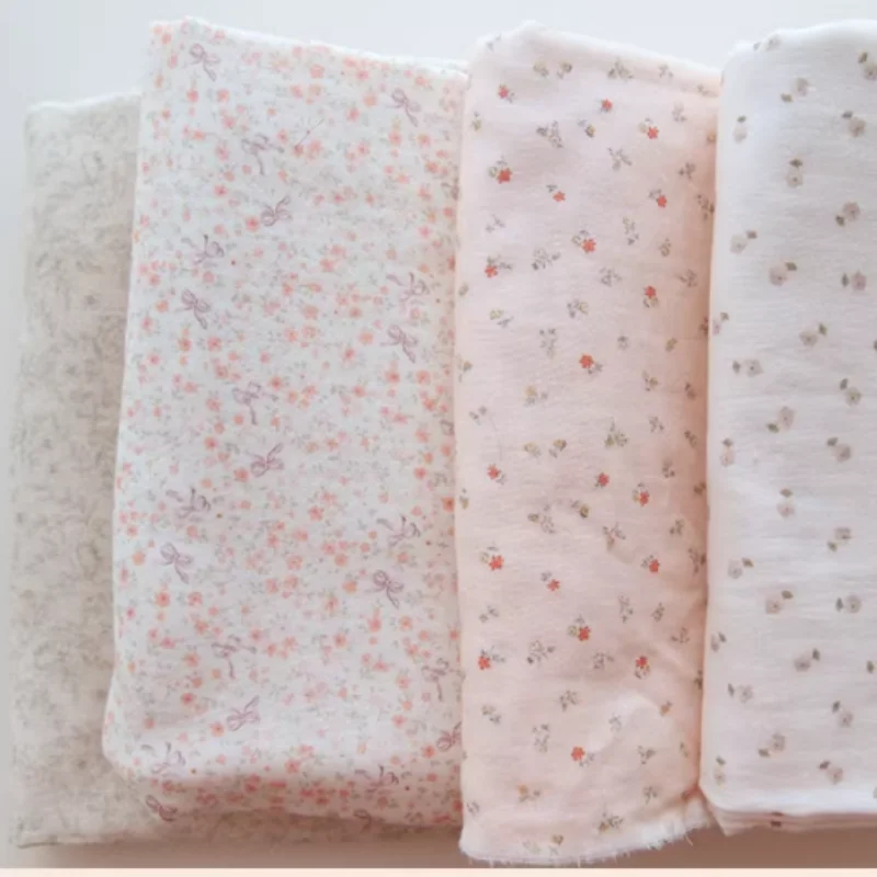 

150x50cm floral pattern pure cotton double-layer gauze fabric, used for handmade DIY production of pajamas and clothing