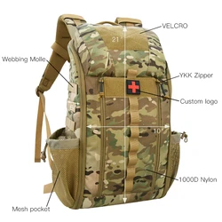 Tactical outdoor medical backpack, large capacity camping and mountaineering backpack, outdoor emergency medical kit