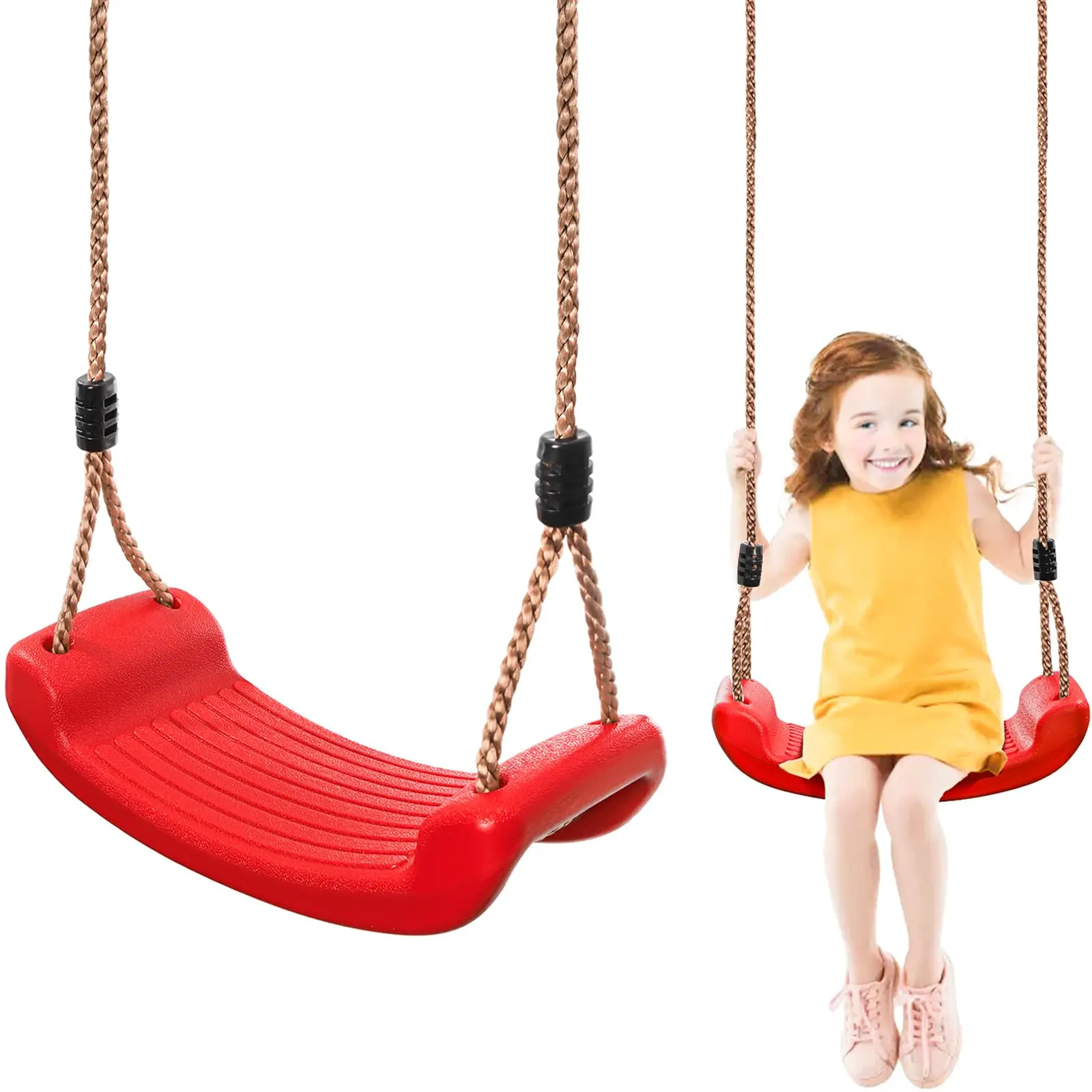 Tree Swing Seat, Outdoor Kids Swing Seat, 220 lbs Hanging Plastic Tree Seat with Adjustable 5.8 ft Rope, Sturdy Non Slip Swingse