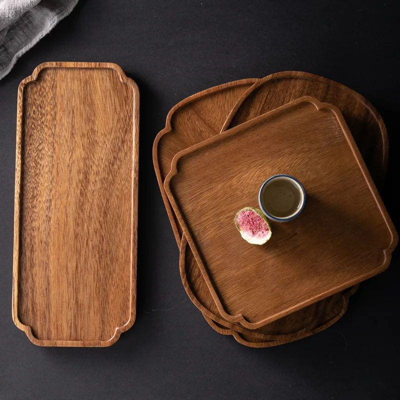 Walnut Wood Tray, Cloud-shaped Decorative Tea Tray  Irregular Wood Fruit Dish  Chinese Coffee Cup Coaster  Durable Storage Tray