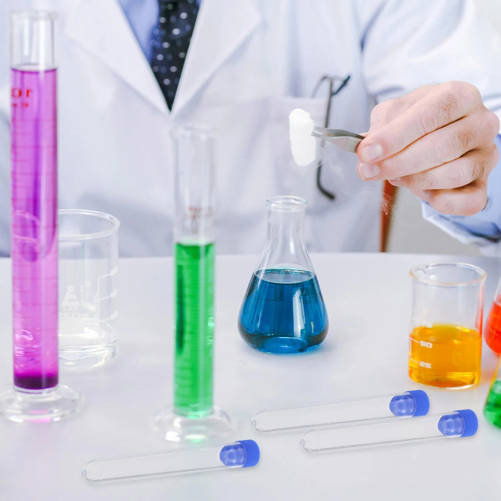 

50 Pcs Clear Test Tubes Empty with Lids Caps Bead Storage Portable Lab Plastic Propagation Laboratory