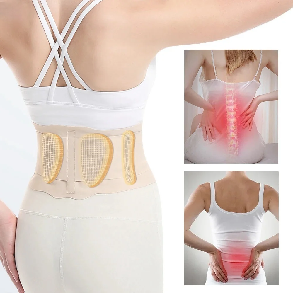 1Pc Ultra Thin Back Brace with 3D Lumbar Pad, 2 Flexible Supports, Back Brace for Lower Back Pain for Sciatica Scoliosis Relief