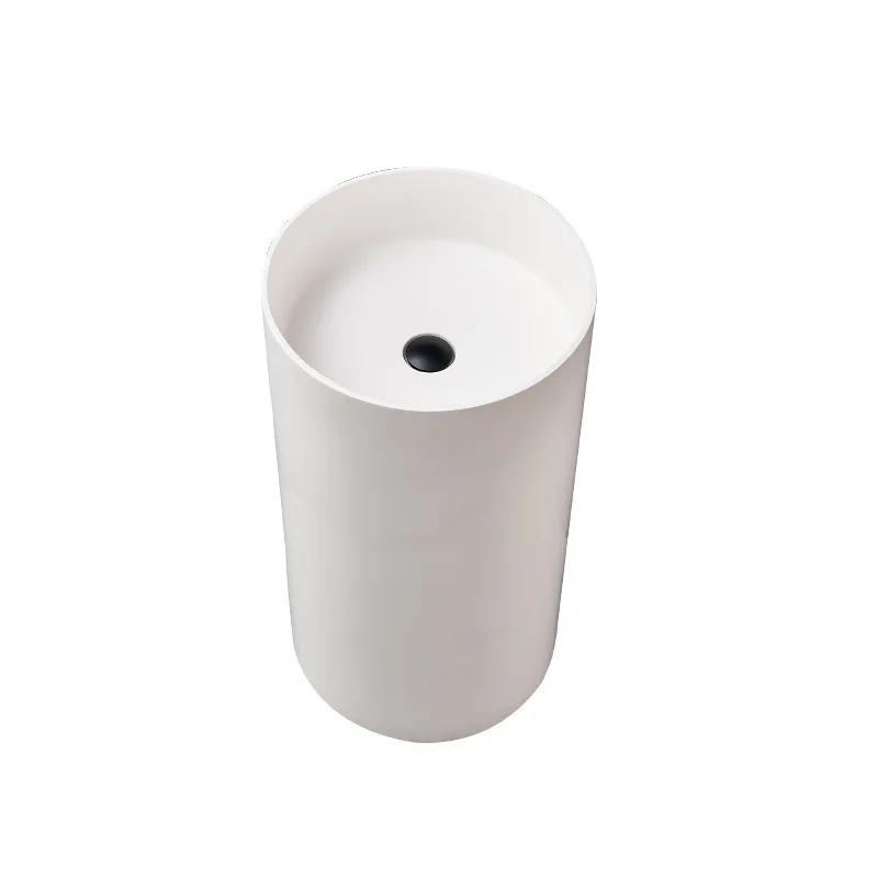 Customized Engineering Direct Sales Column Type Round Washbasin Hotel B & B Floor Type Artificial Stone Art Column Washbasin