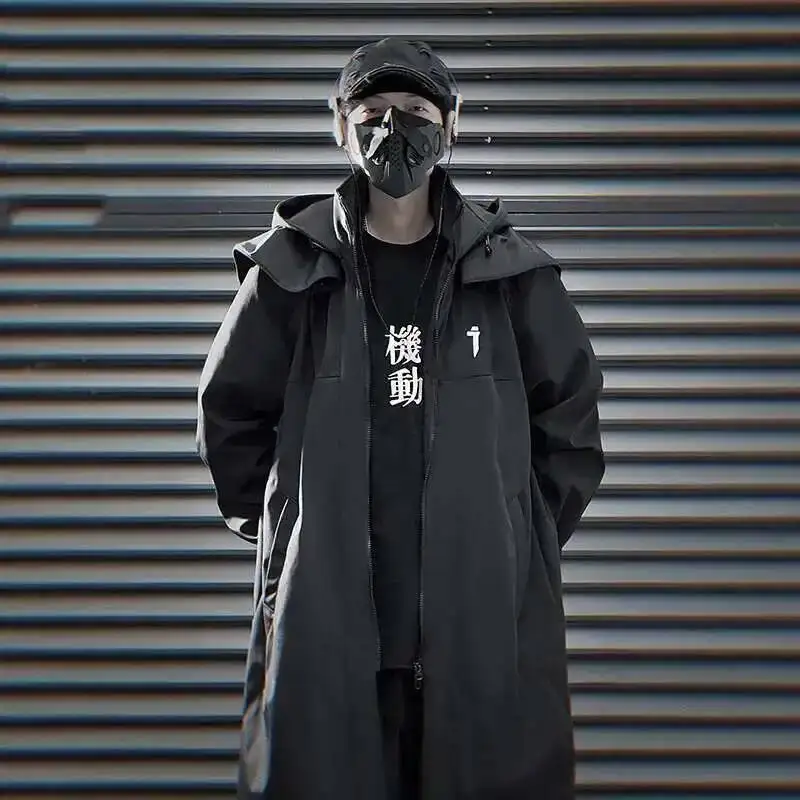 HKSH Heavy Industry New Autumn Spring Tactical Safari Style Double Zipper Long Windbreaker Men Loose Casual Hooded Trench HK2454