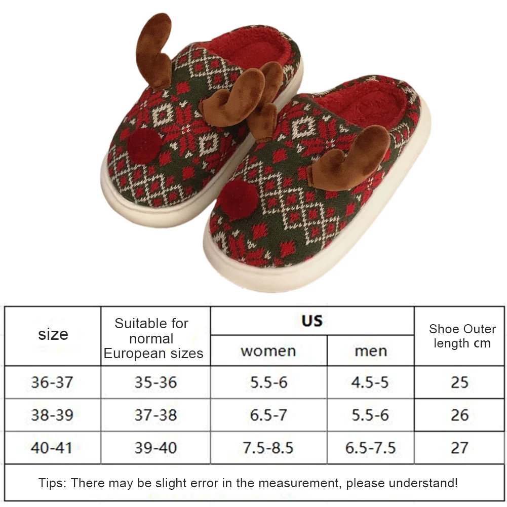 Kerst Elanden Pluche Slippers Platte Thermische Slippers Comfortabele Harige Rendier Slipper Cartoon Elanden Slides voor Mannen Vrouwen