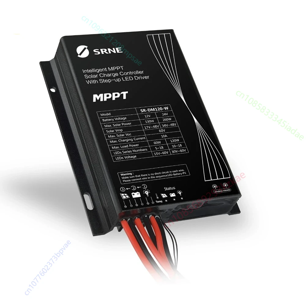 SRNE SR-DM120 12V 24V MPPT LED Solar Street Light Controller 10A Intelligent Solar Charge Controller With Step-up LED Driver