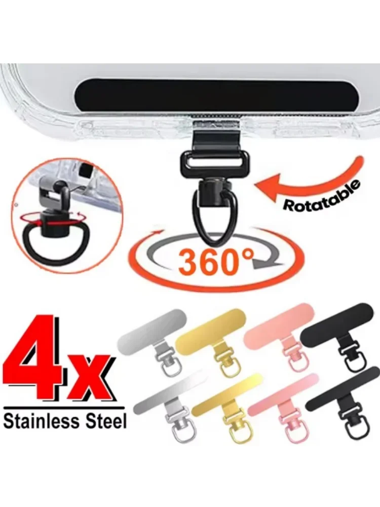 360 °   Draaibare telefoonkoord Clip Patch Ultradunne roestvrijstalen telefoonhoes Hangende touwkaart Anti-verloren riem Vaste pakking - afbeelding 2