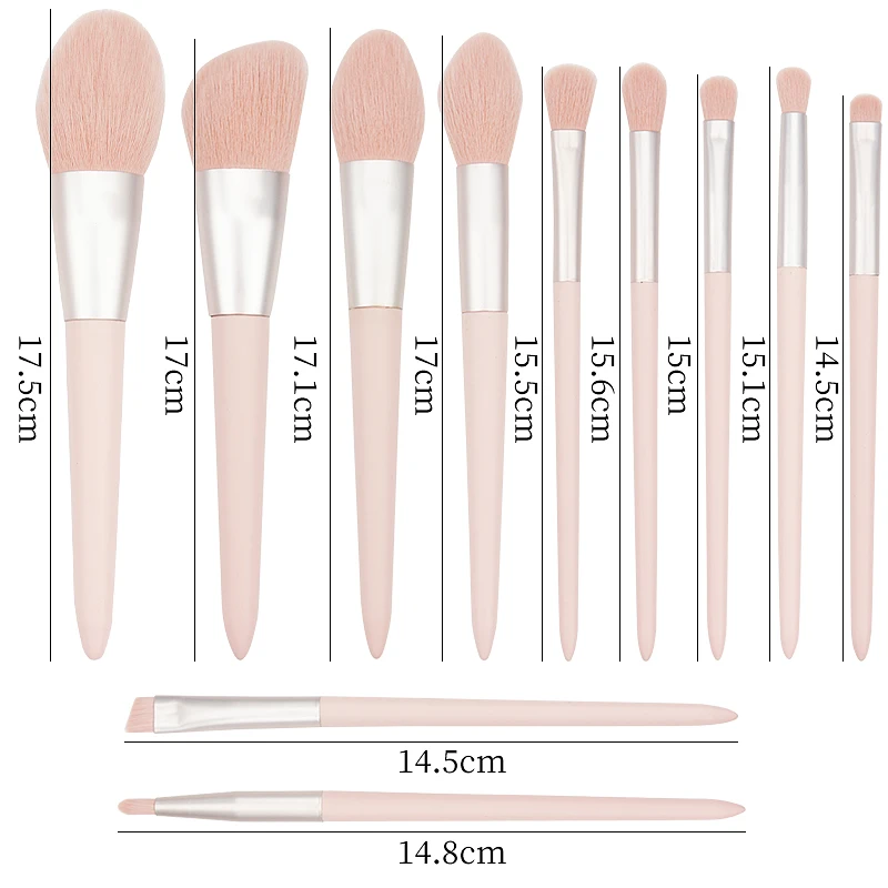 11 Pcs Pink Makeup Brushes Set Eye Shadow Foundation Women Cosmetic Brush Eyeshadow Blush Powder Blending Beauty Make Up Tools