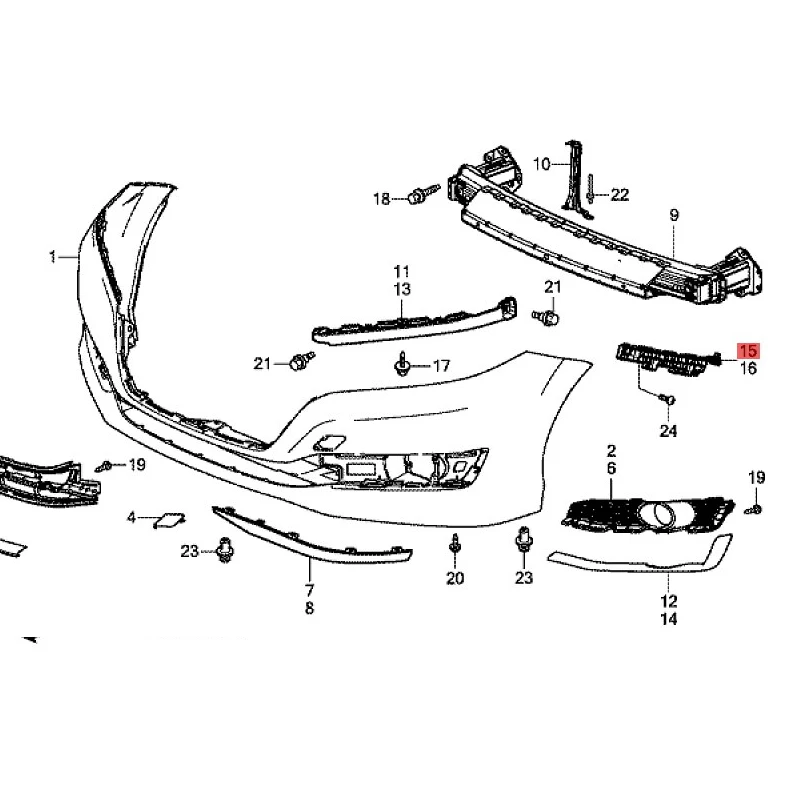 Applicable to 2013 Ho nd aL in gp ai Front bumper bracket Front bumper spacer