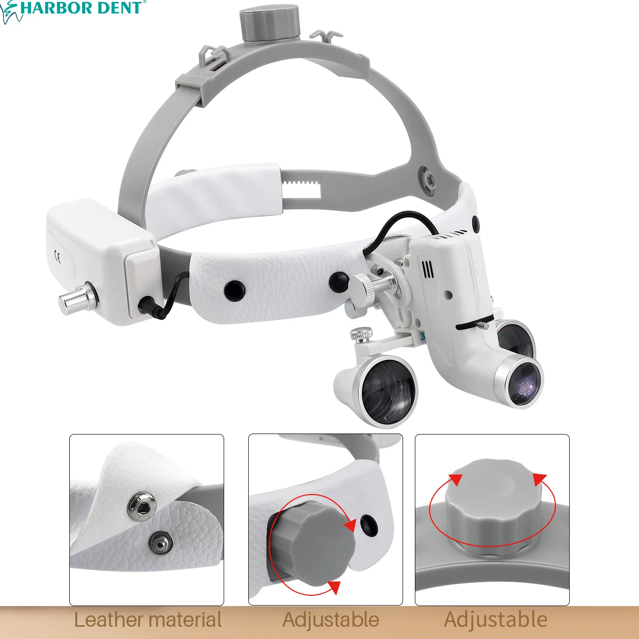 5W Focusserende Koplamp Met Medische Ent Loupe 2.5x 3.5x Medische Loupe Verstelbare Koplamp Kop-Mounted Chirurgische Koplamp