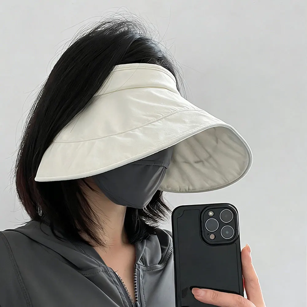 

New Summer Sun Hat for Women Anti-UV Beach Visor Caps Girls Hollow Top Folding Sunscreen Beach Hat Outdoor Wide-Brim Caps